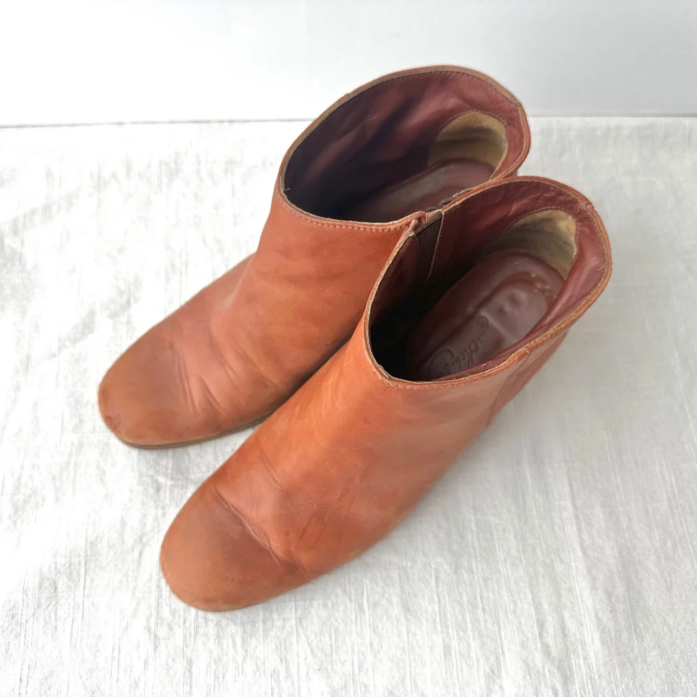 Rachel Comey Mars Leather Ankle Boots Block Heel Casual Whisky‎ Brown 7
